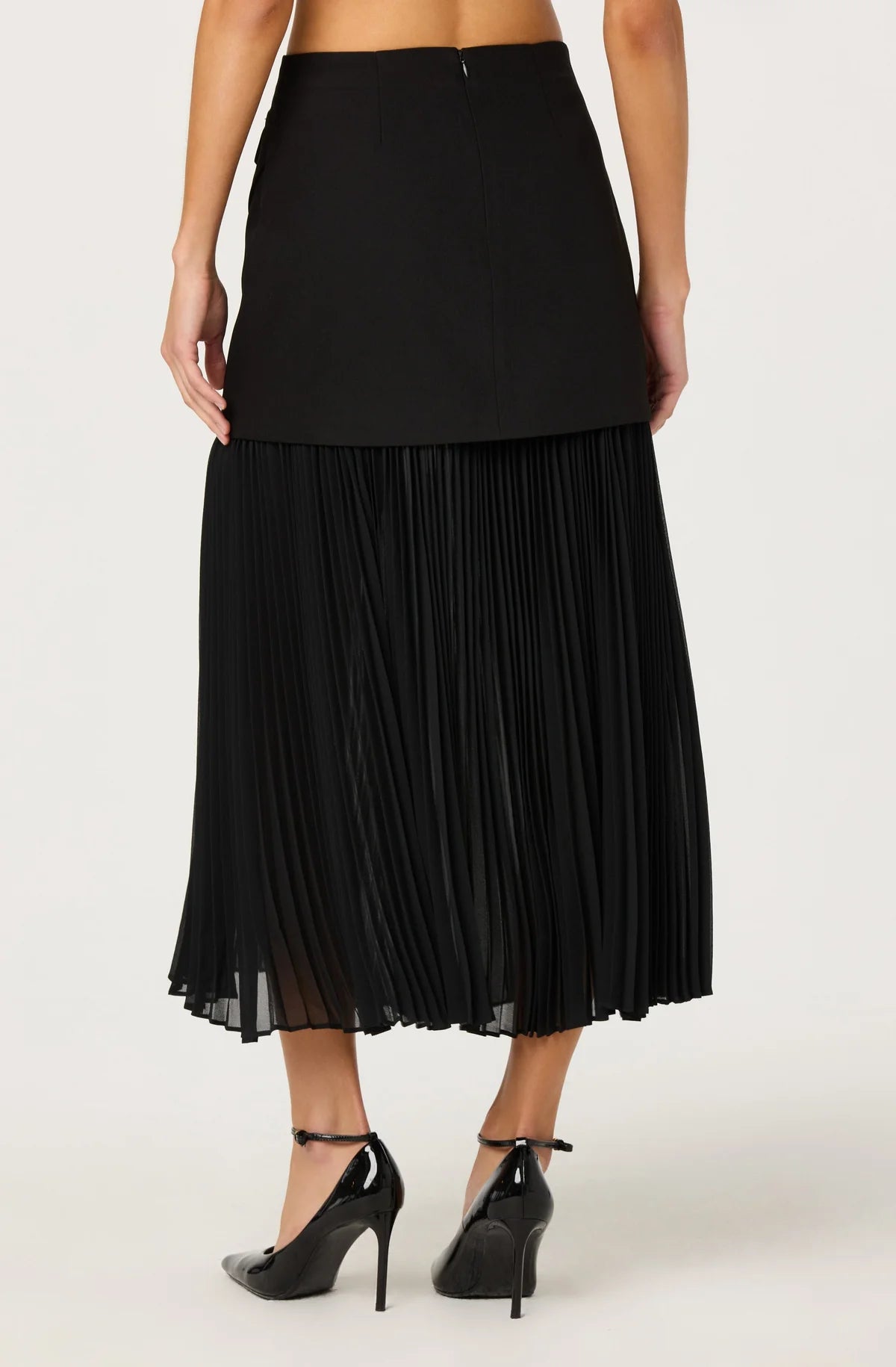 Deaile Contrast Layered Pleated Skirt