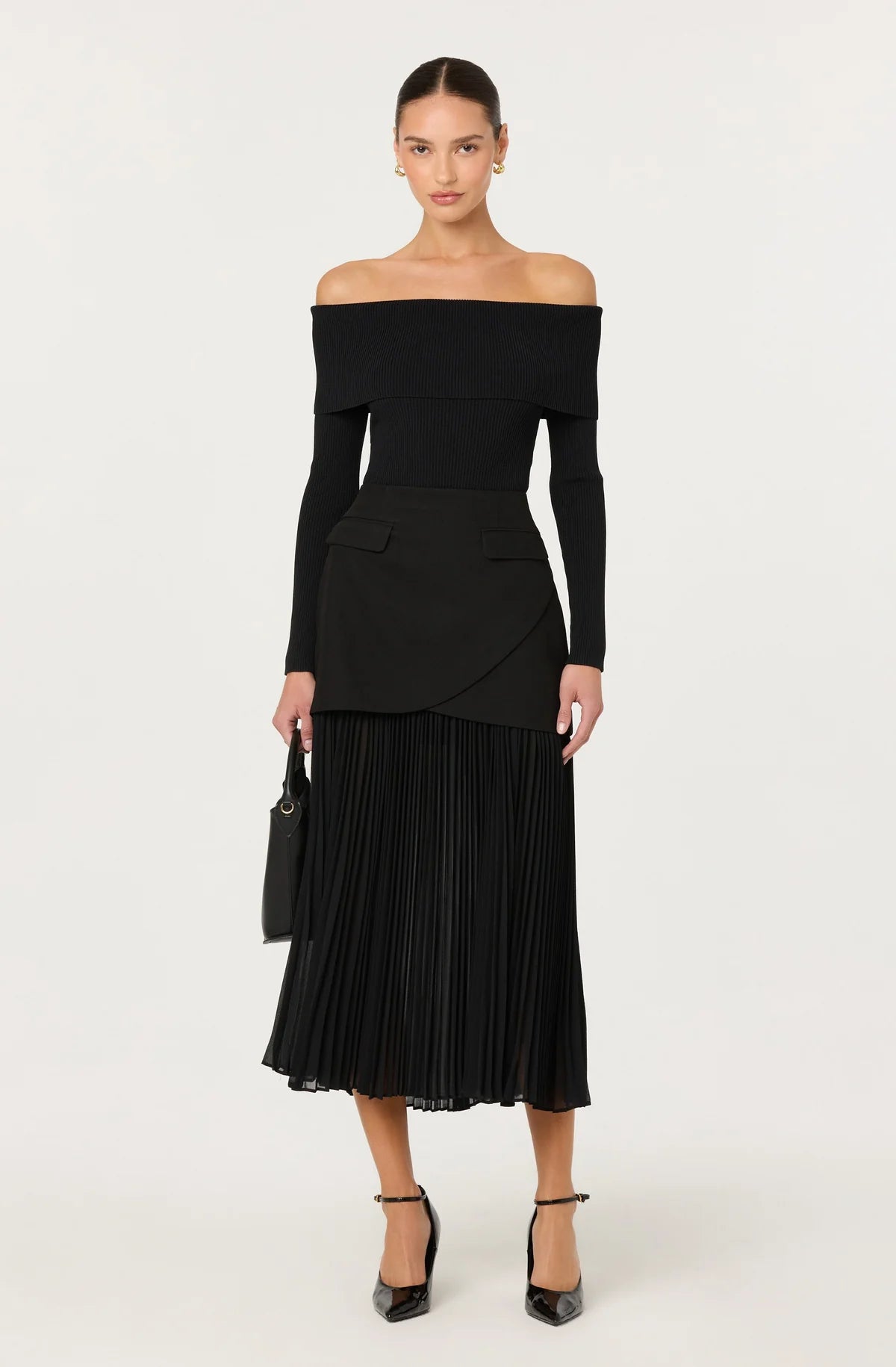 Deaile Contrast Layered Pleated Skirt
