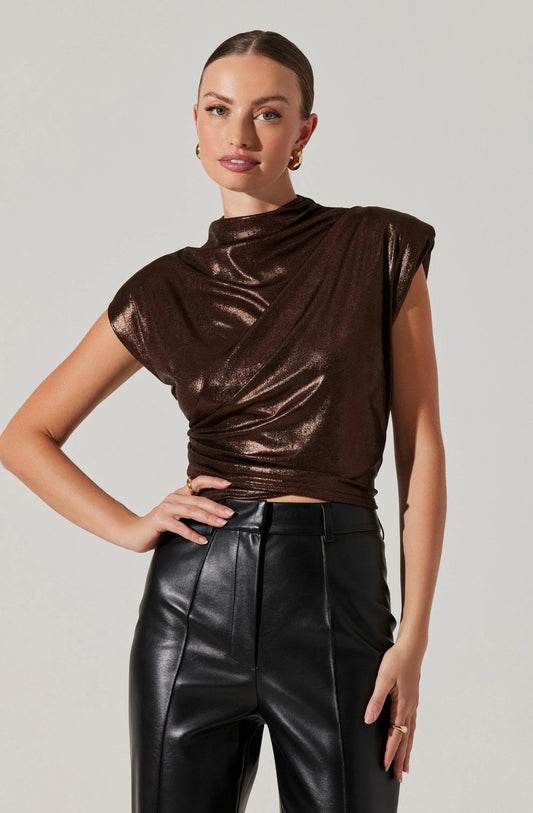 Metallic Mock Neck Top