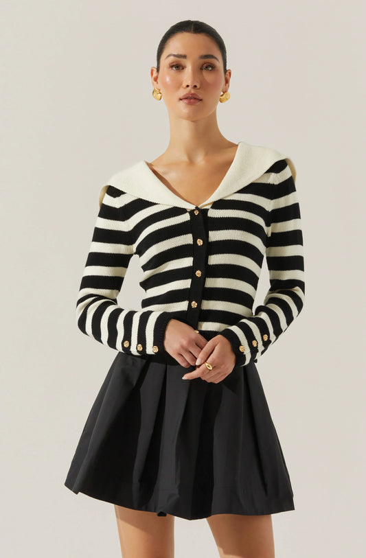 Stripe Sailor Collar Cardigan