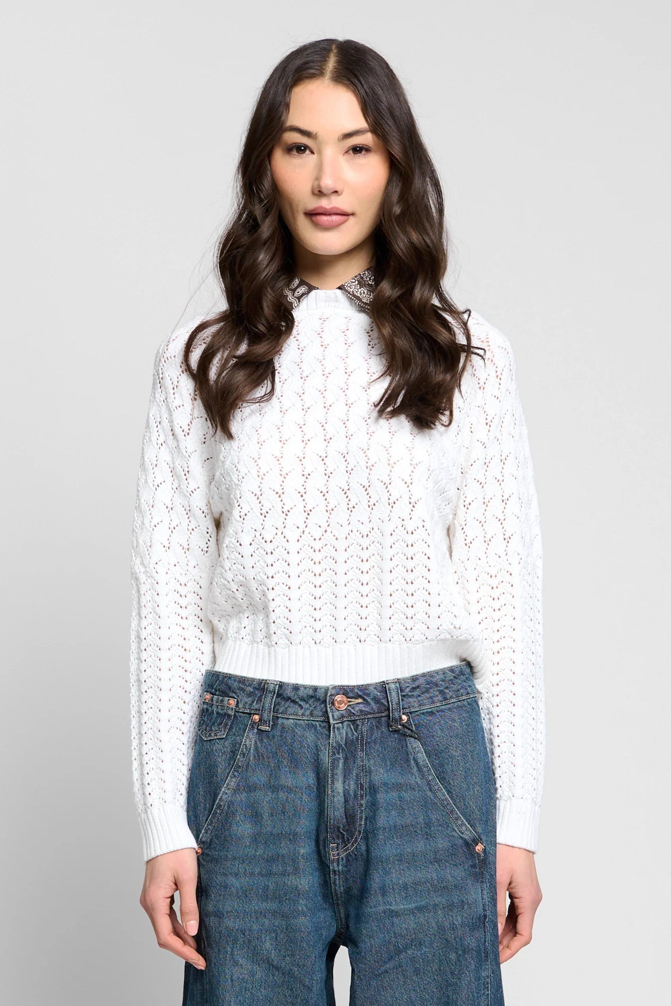 Bandana Printed Twofer Sweater