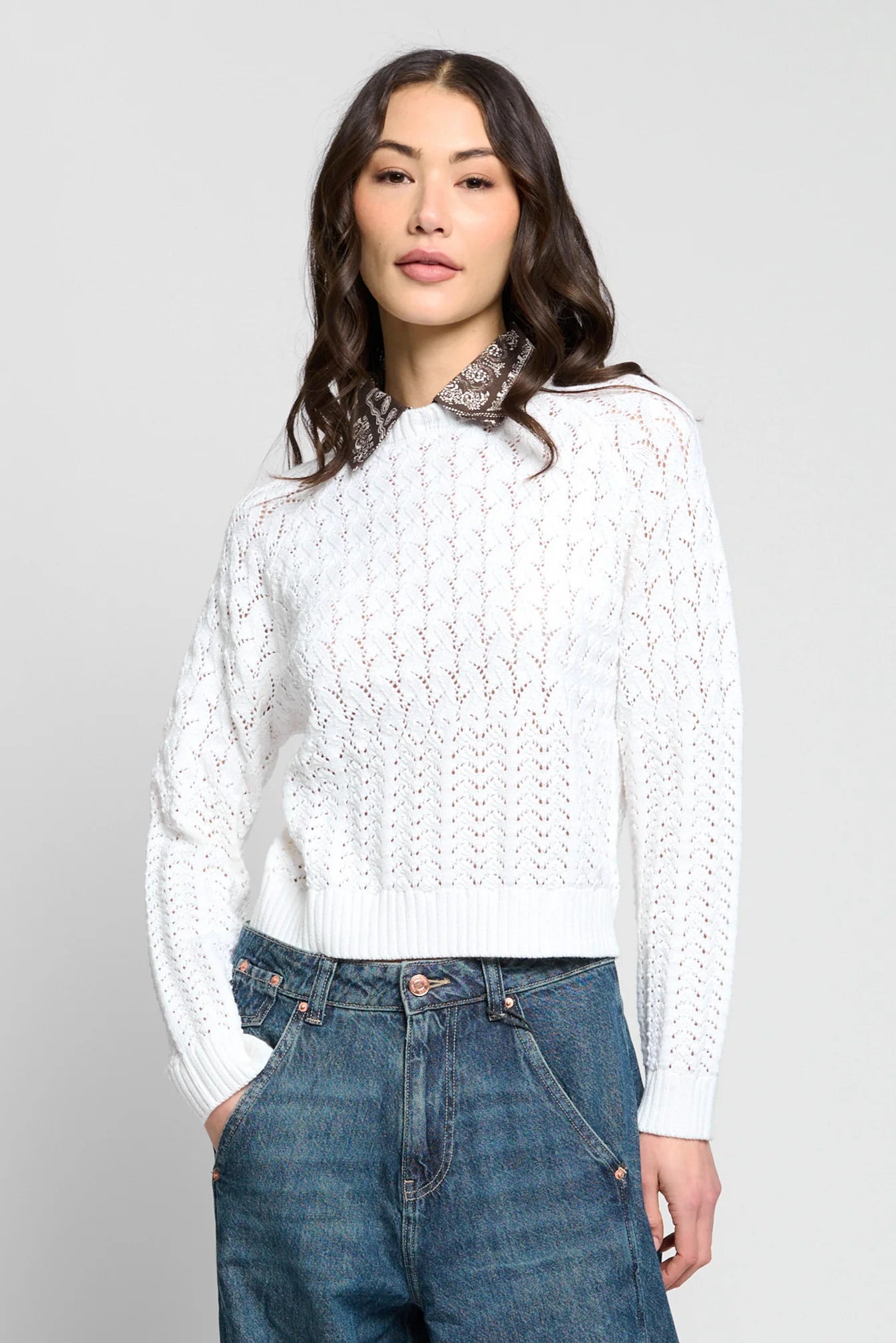 Bandana Printed Twofer Sweater