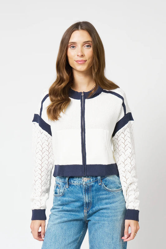 Brooklyn Collarless Sweater Bomber