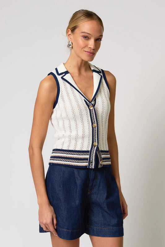 Francie Novelty Stitch Sleeveless Vest