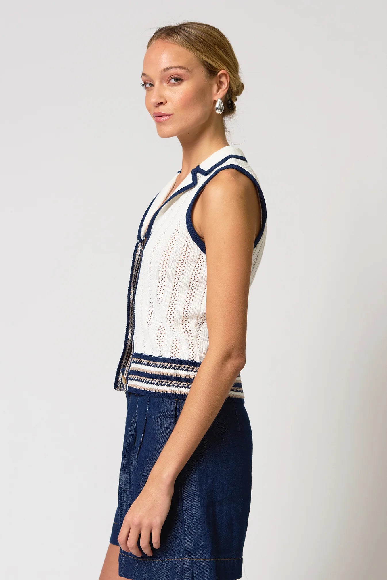 Francie Novelty Stitch Sleeveless Vest