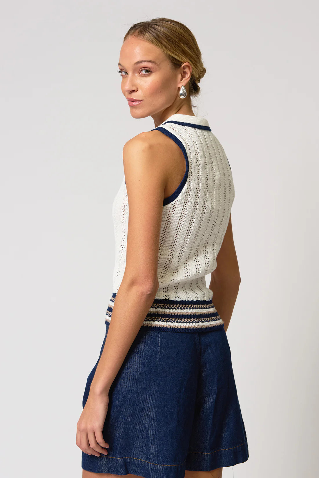 Francie Novelty Stitch Sleeveless Vest