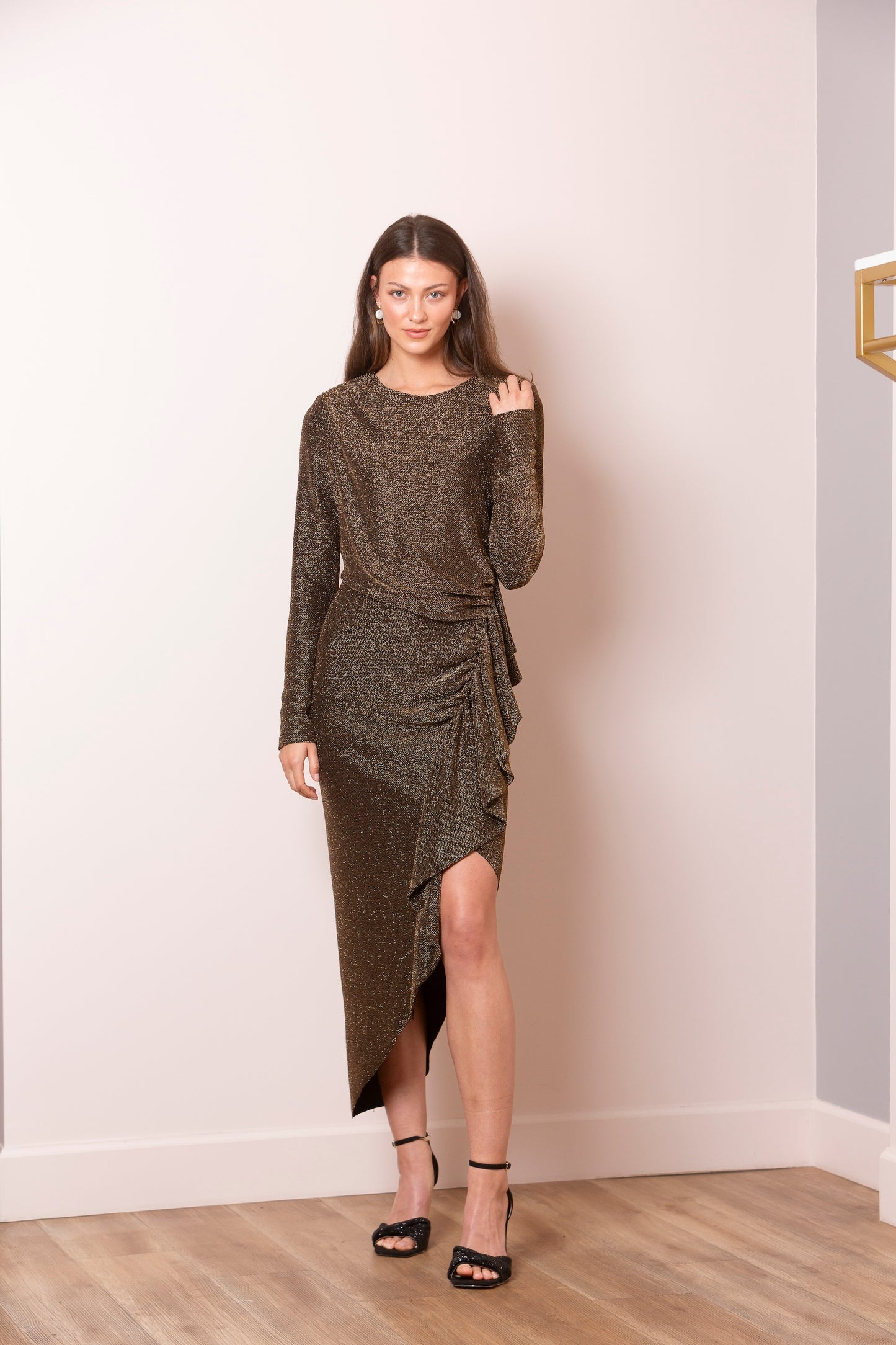 Lurex Asymmetrical Hem Dress