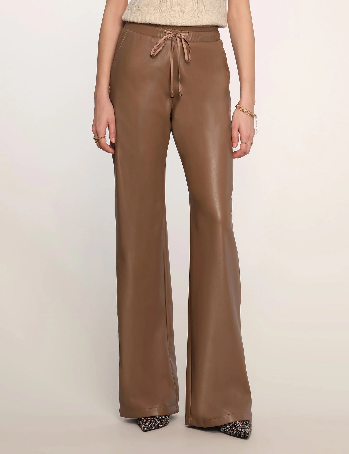 Elastic Waist Faux Leather Pant