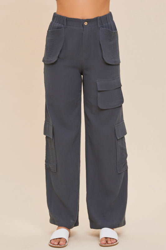 Wide Leg Pockets Pants