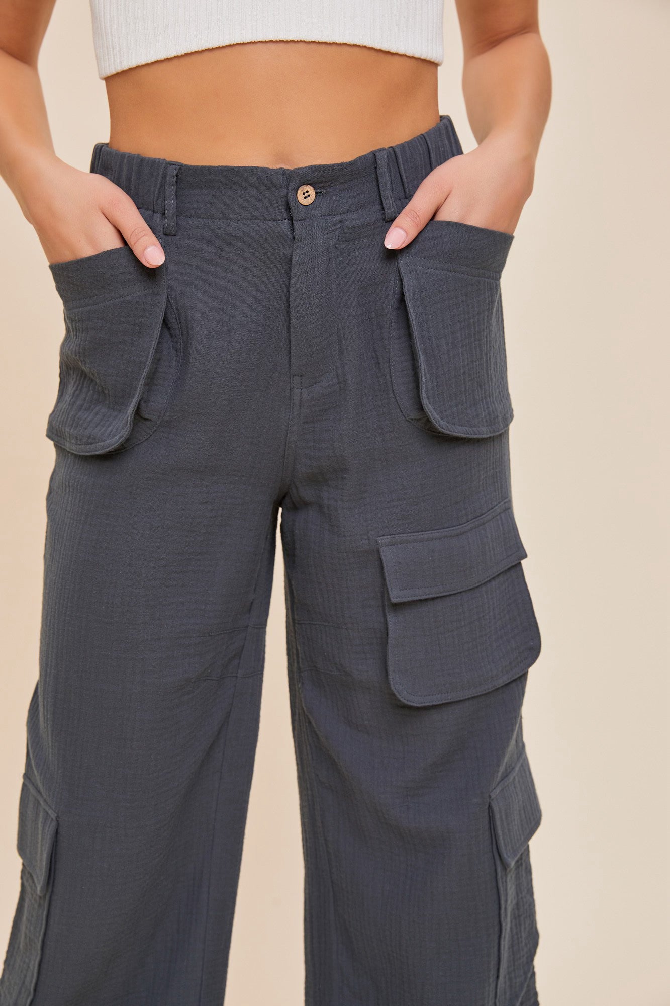 Wide Leg Pockets Pants