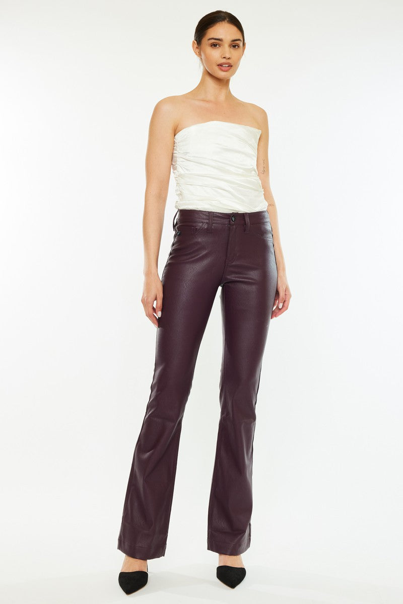 Mid Rise Vegan Leather Pants