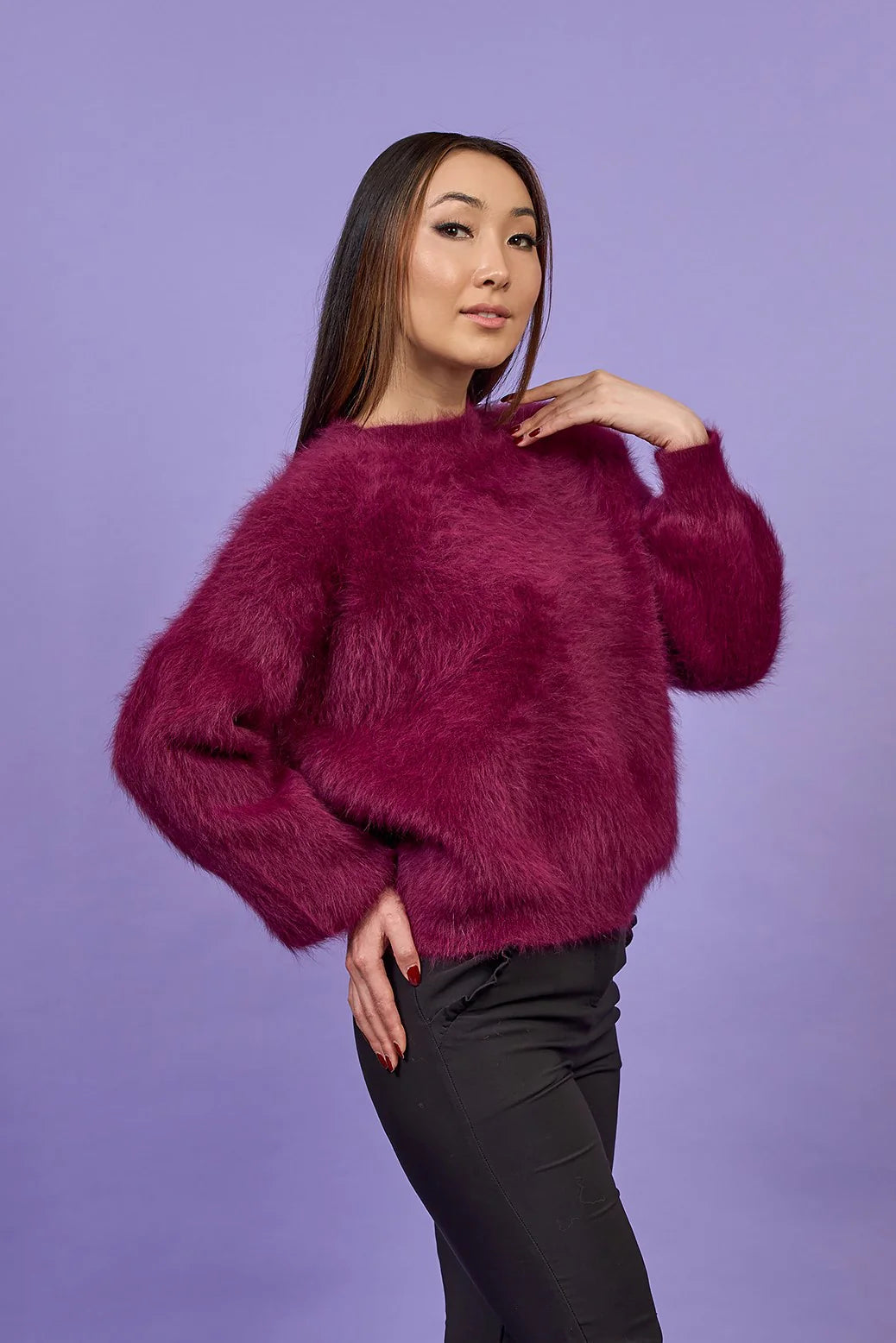 Angora Crewneck Pullover Sweater