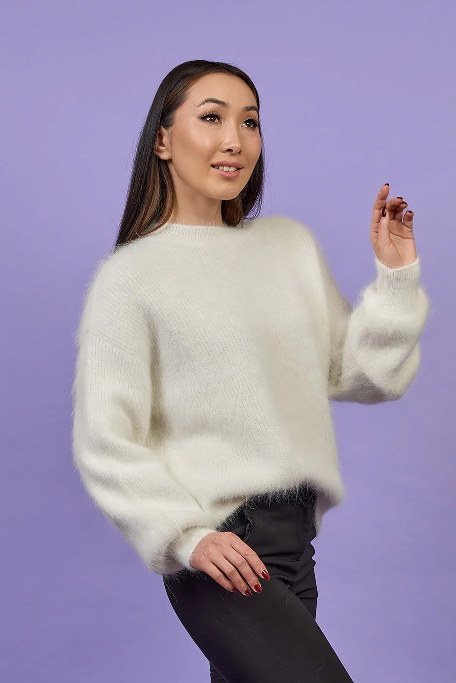 Angora Crewneck Pullover Sweater