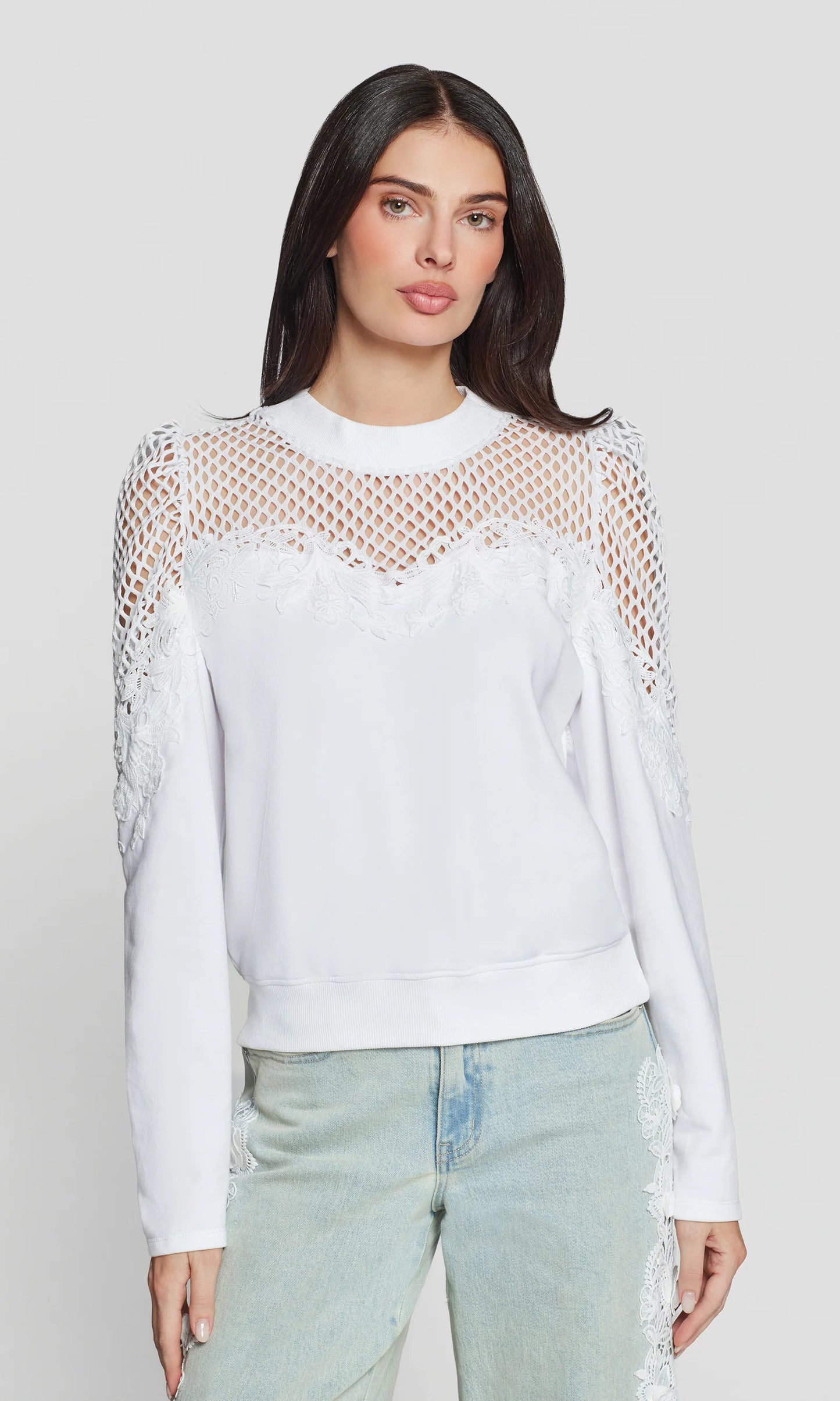 Stevie Mesh Lace Combo Sweatshirt