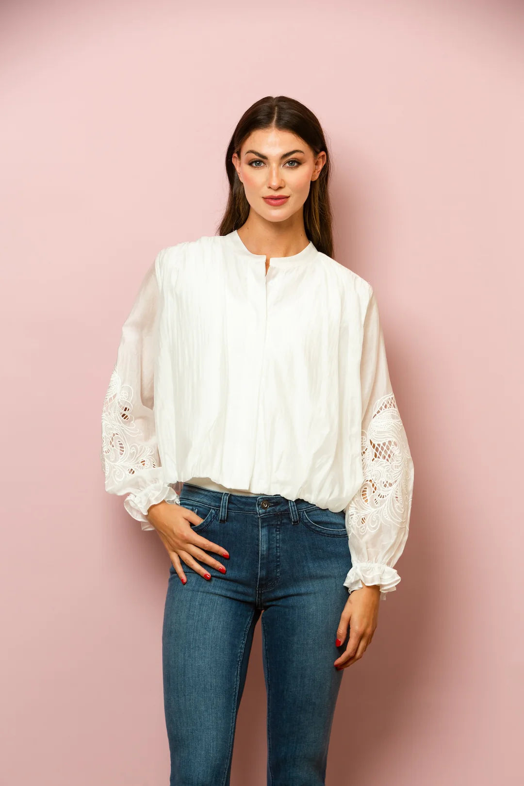 Silk Cotton Button Down Blouse