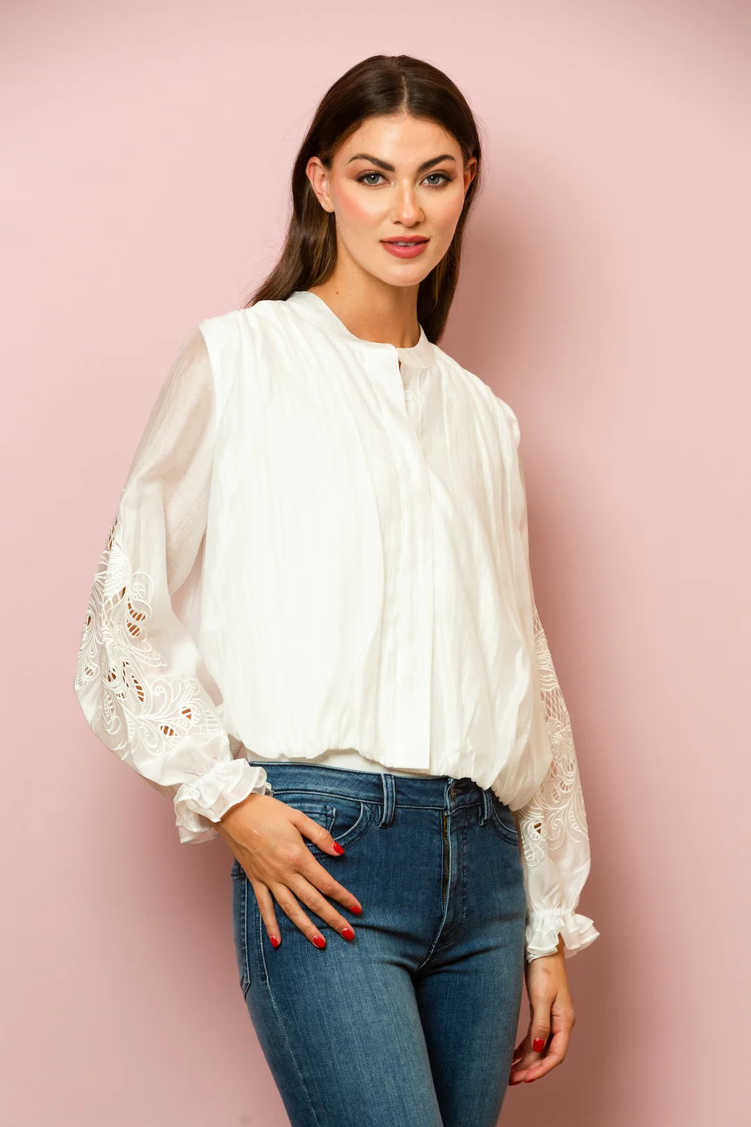 Silk Cotton Button Down Blouse