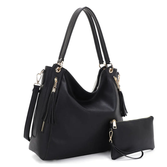 Tonya Double Zipper 2 in 1 Hobo Bag