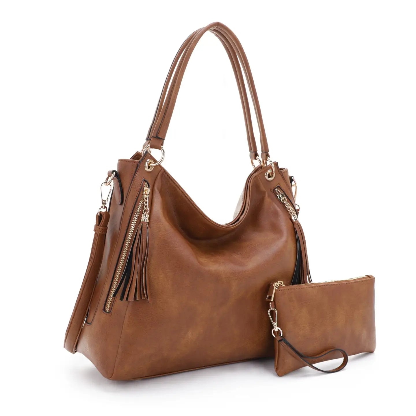 Tonya Double Zipper 2 in 1 Hobo Bag