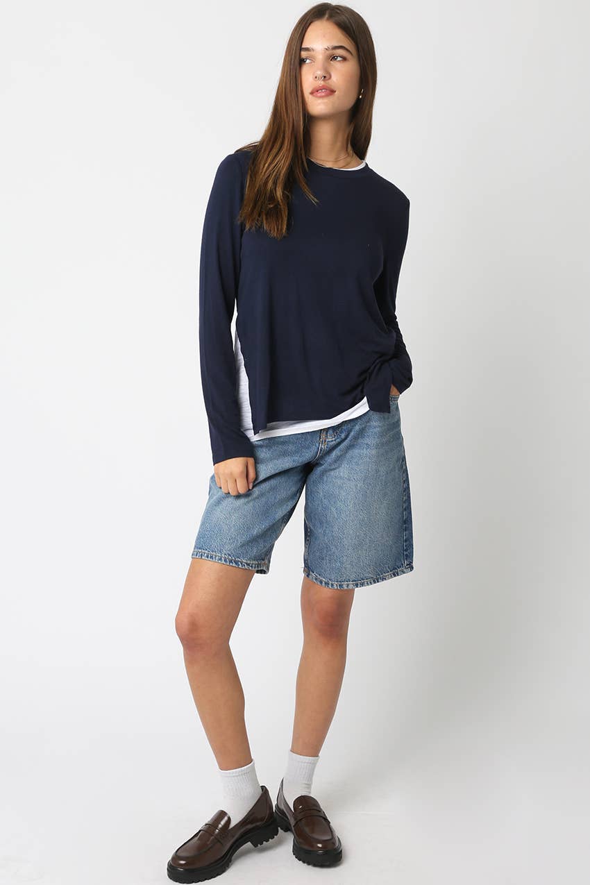 Lined Crew Neck Sweater