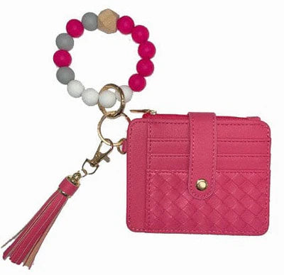 Nina Beaded Keychain Bracelet & Woven Wallet Combo