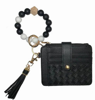 Nina Beaded Keychain Bracelet & Woven Wallet Combo