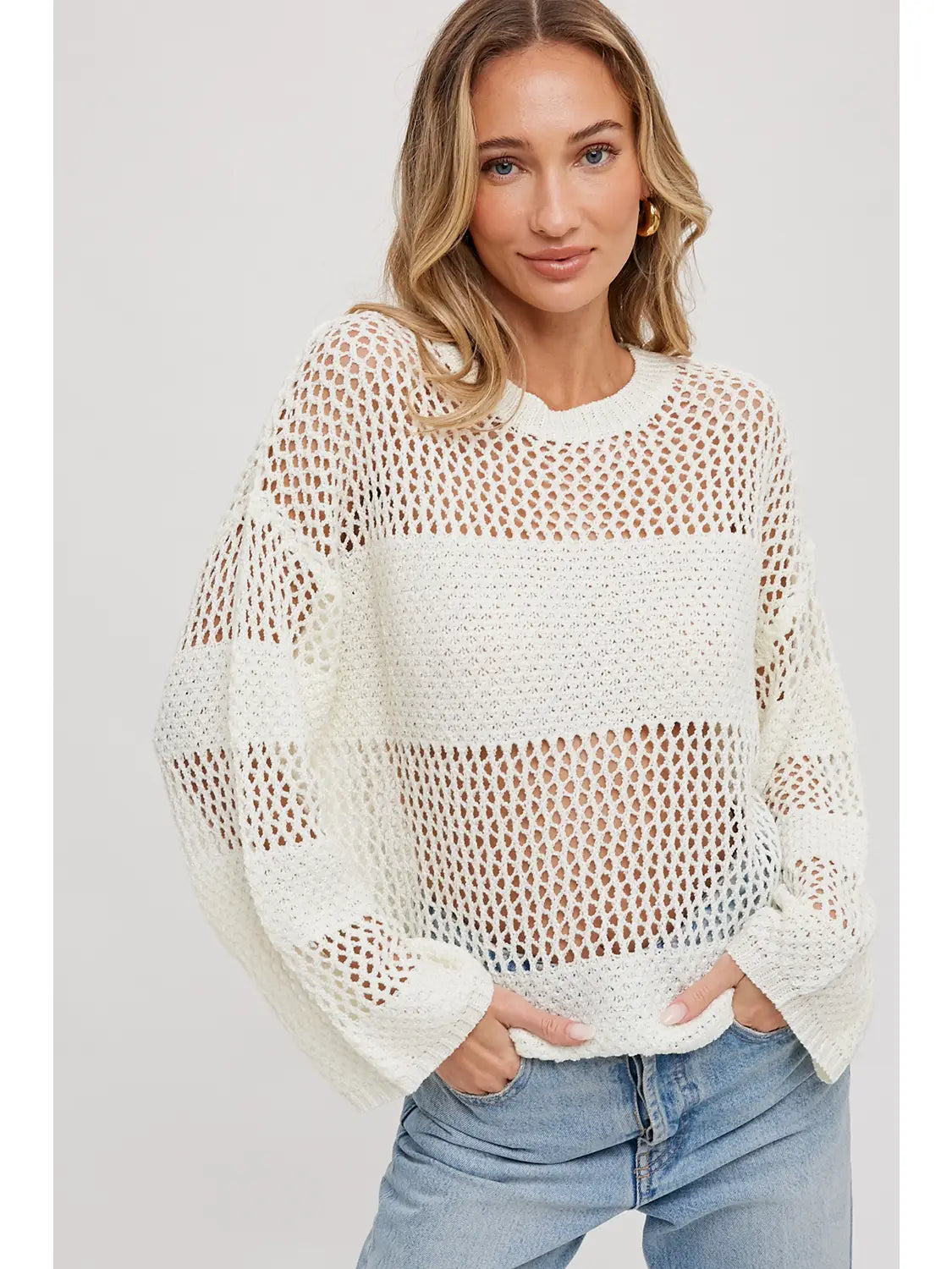 Open-Knit Sweater Pullover