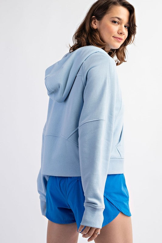 Cropped French Terry Hoodie With Pockets