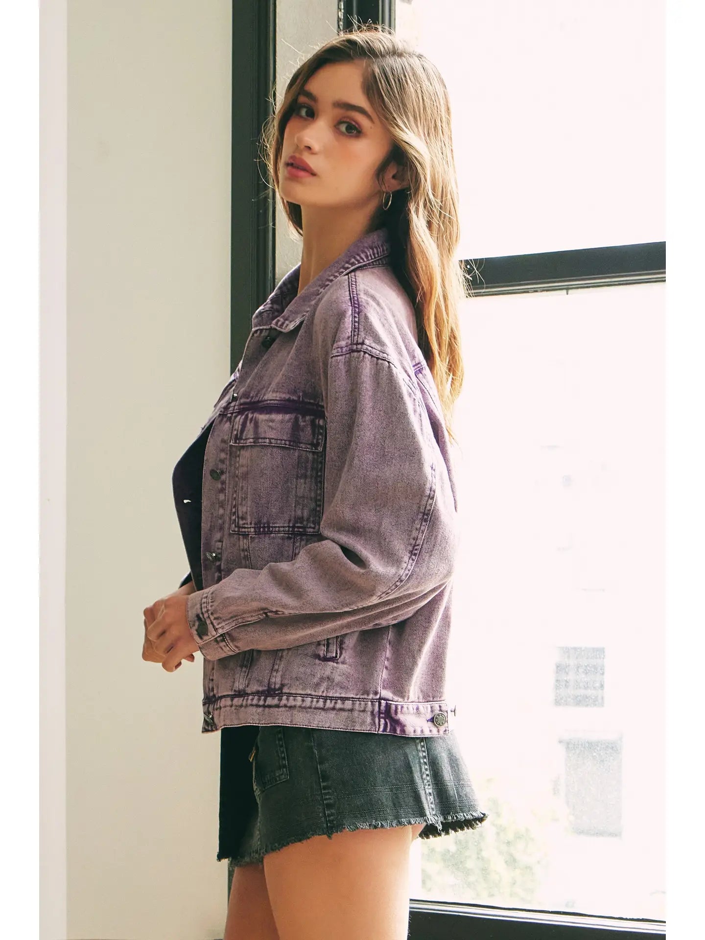 Washed Violet Denim Jacket