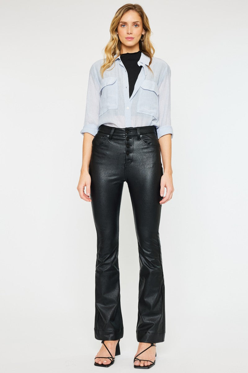 High Rise Faux Leather Bootcut Pants