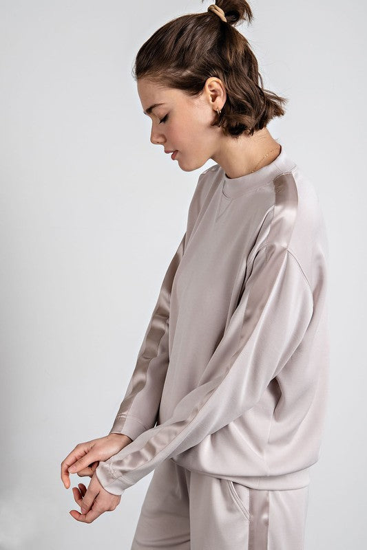 Long Sleeve Top With Satin Side Detail