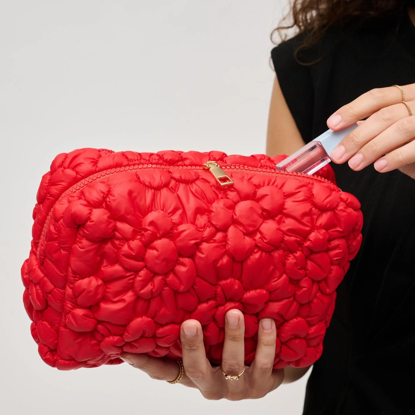 Flora Pop - Nylon Cosmetic Pouch - Red