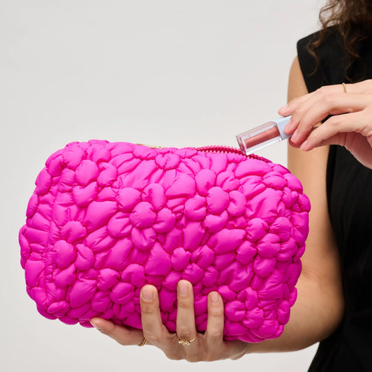 Flora Pop - Nylon Cosmetic Pouch - Fuchsia