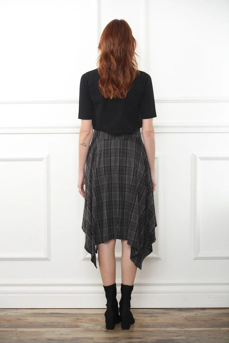 Sequin Inset Plaid Handkerchief Skirt