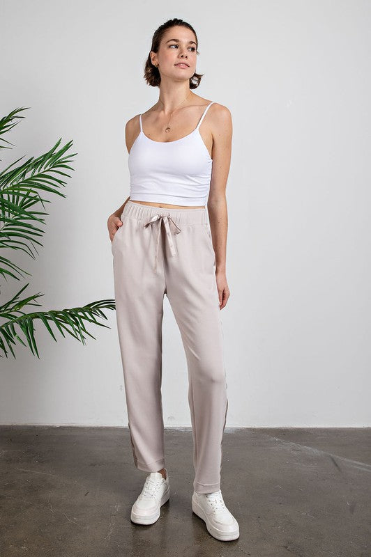 Straight Leg Joggers with Satin Detail