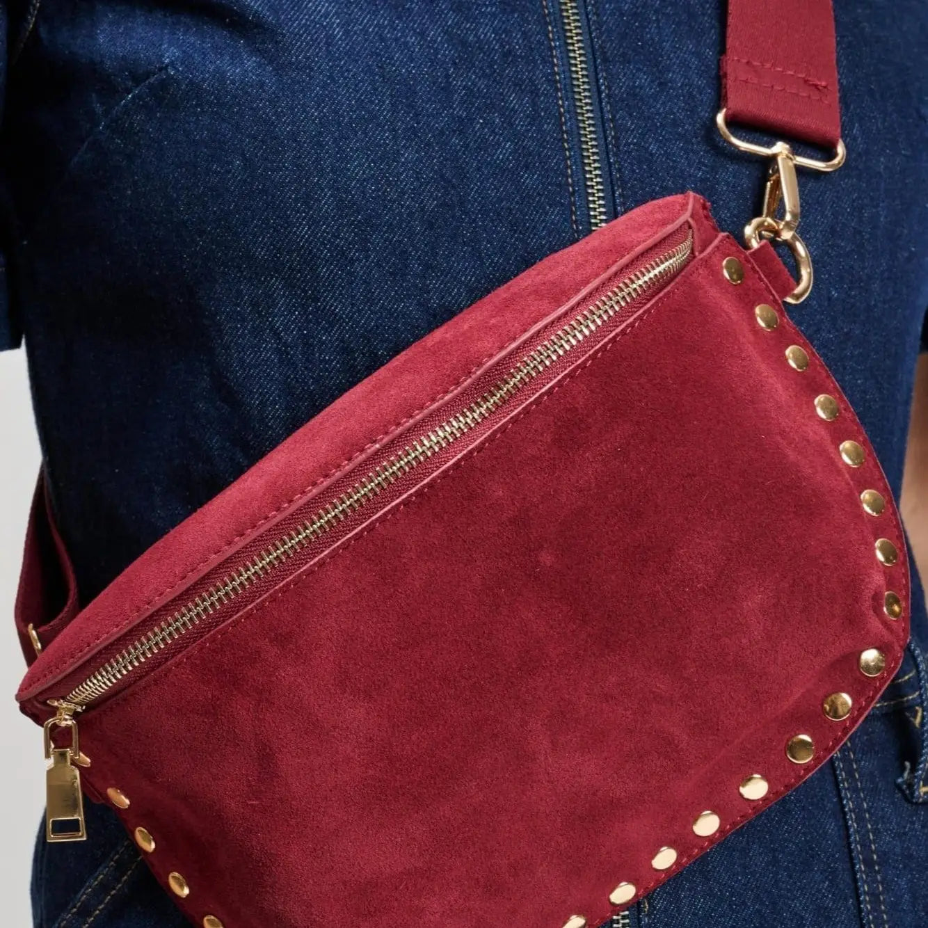 Suede Studded Crossbody