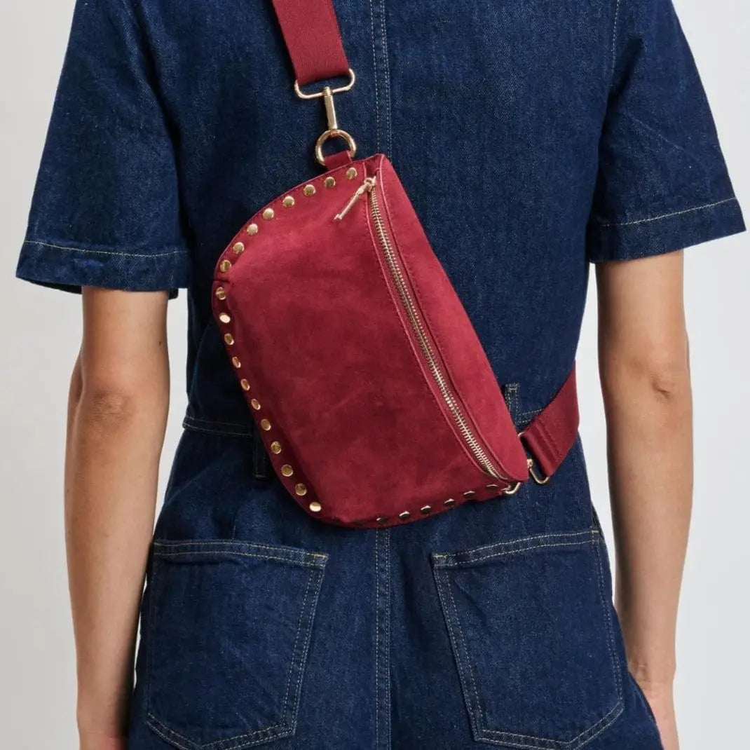 Suede Studded Crossbody
