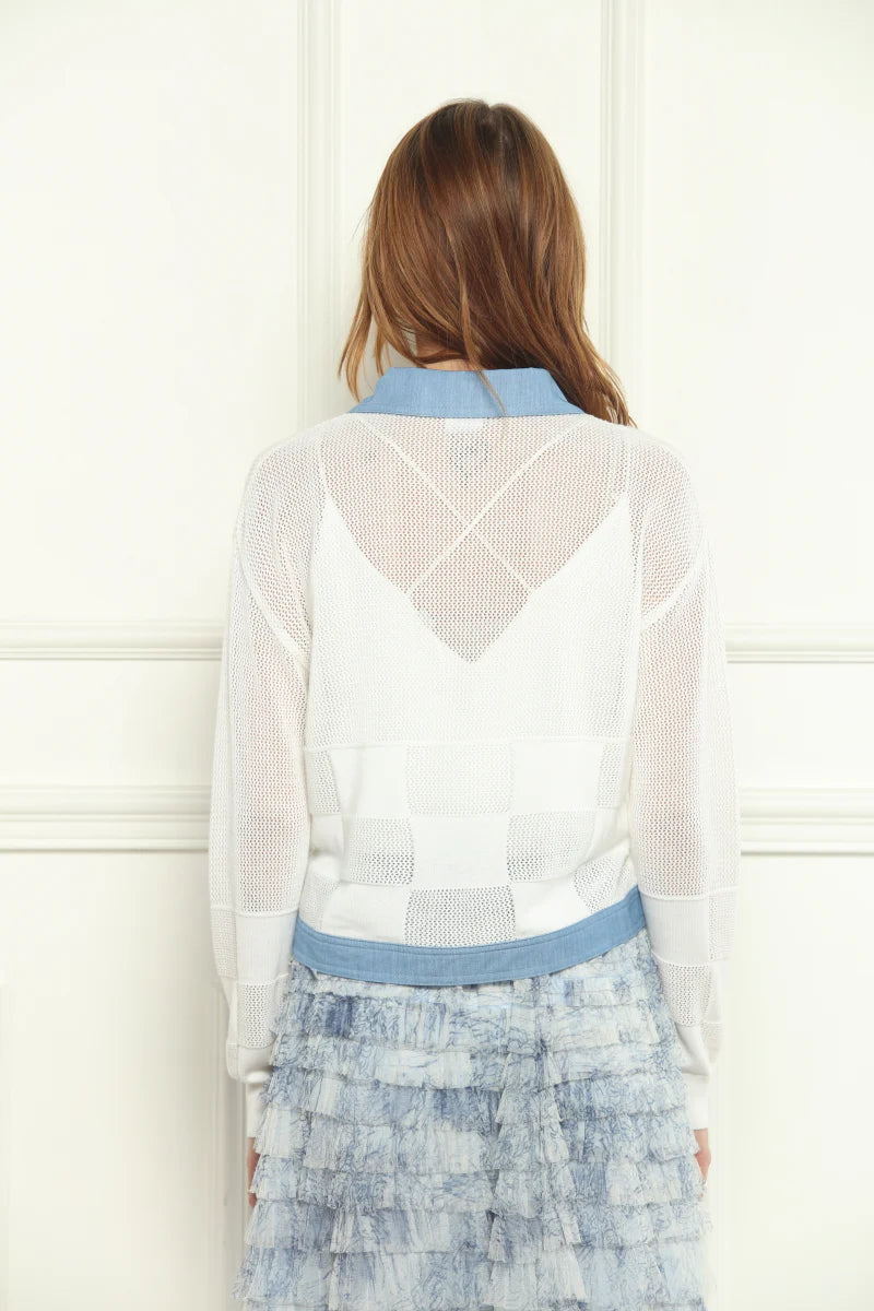 Denim Mesh Knit Jacket